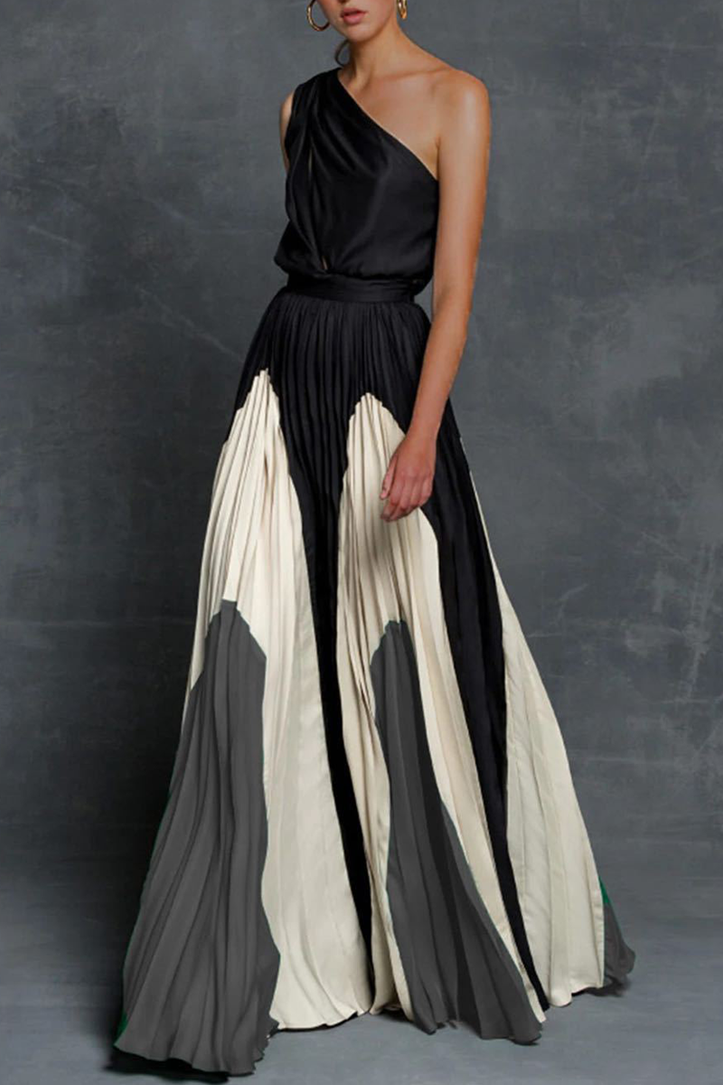 Print One Shoulder Cake Skirt Dresses(6 Colors)