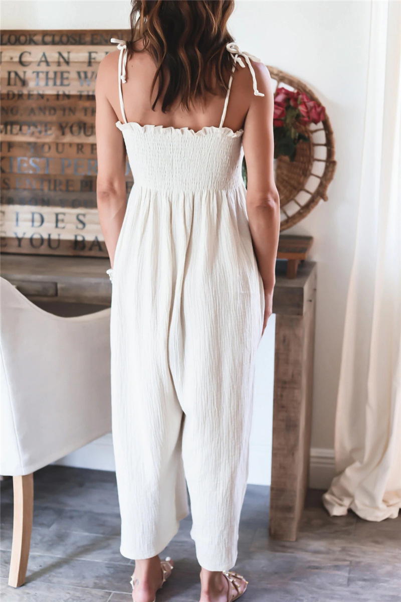 Patchwork Spaghetti Strap Straight Jumpsuits