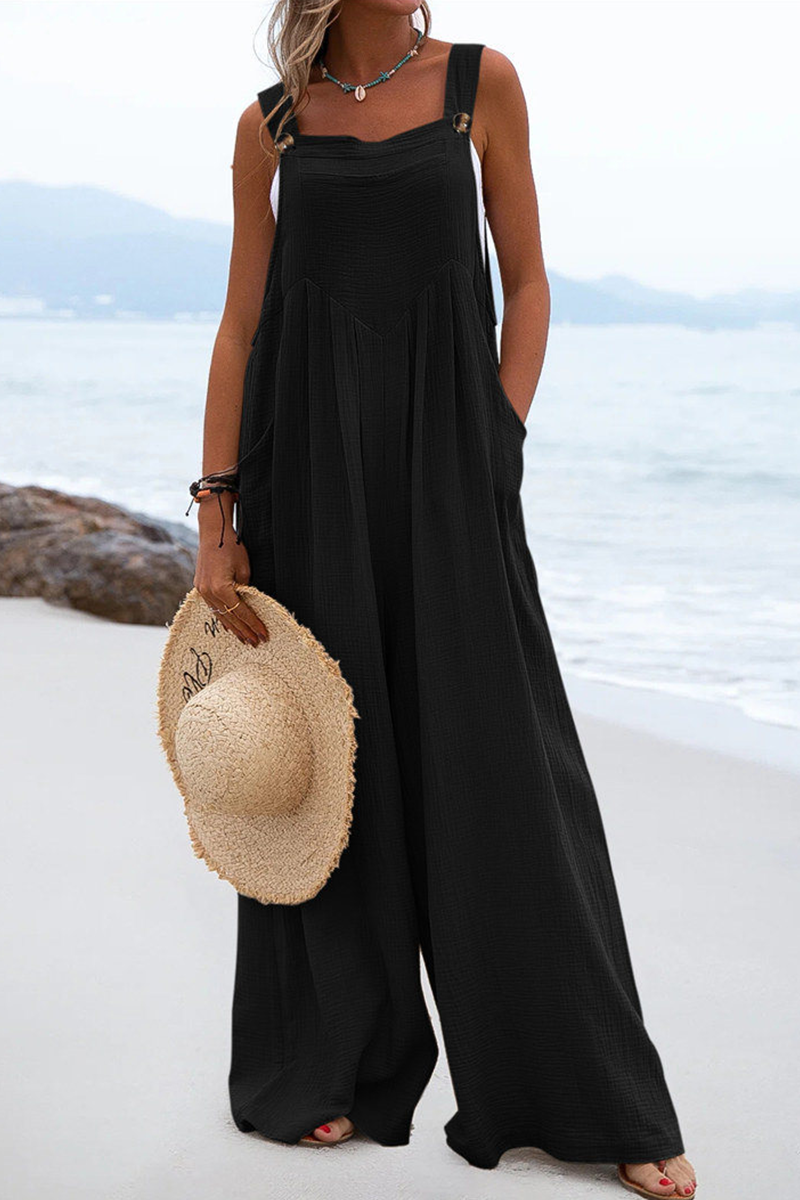 Split Joint Square Collar Loose Jumpsuits(13 Colors)