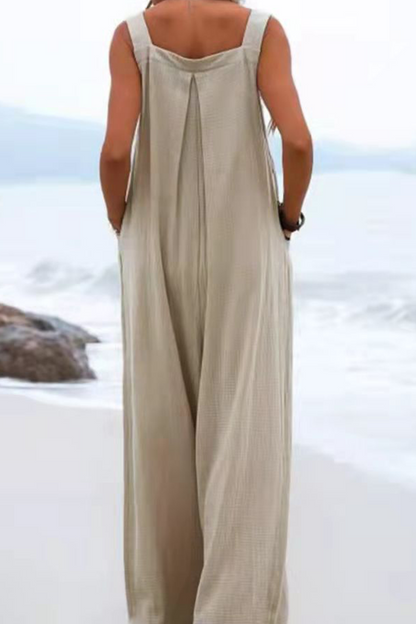 Split Joint Square Collar Loose Jumpsuits(13 Colors)