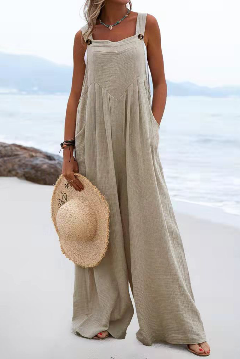 Split Joint Square Collar Loose Jumpsuits(13 Colors)
