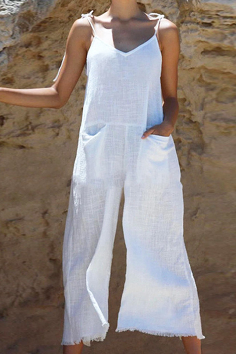 Patchwork Spaghetti Strap Straight Jumpsuits(3 Colors)