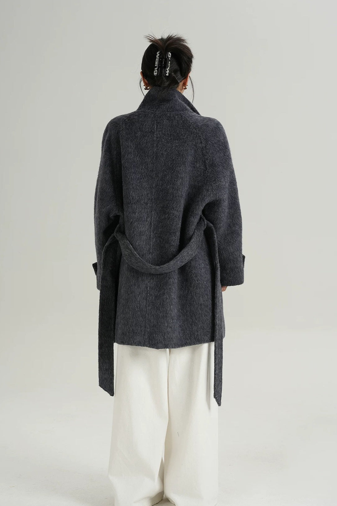Wool Warm Loose Mock-neck Coat