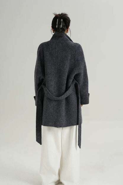 Wool Warm Loose Mock-neck Coat