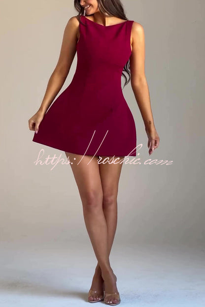 Cosmopolitan High Neck Scoop Back Bubble-shaped Mini Dress