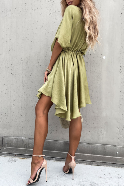 Patchwork V Neck Cake Skirt Dresses(5 Colors)