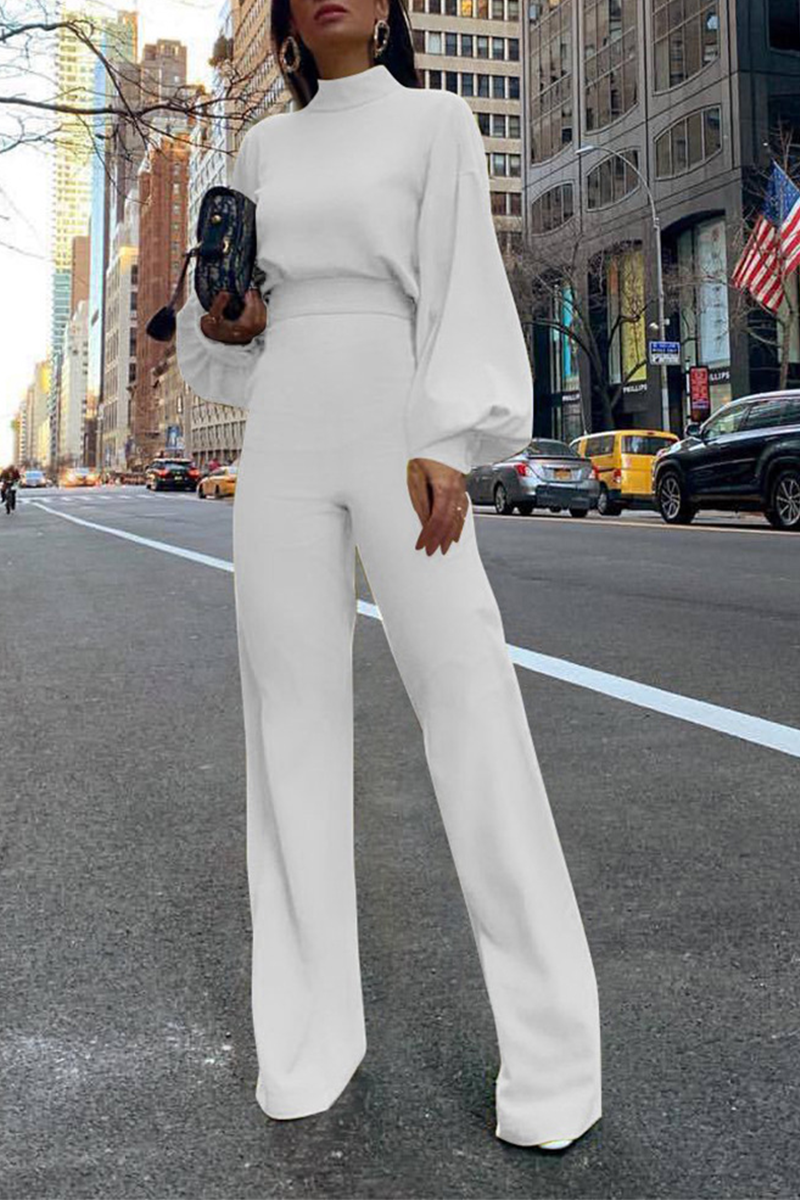 Patchwork Half a Turtleneck Straight Jumpsuits(3 Colors)
