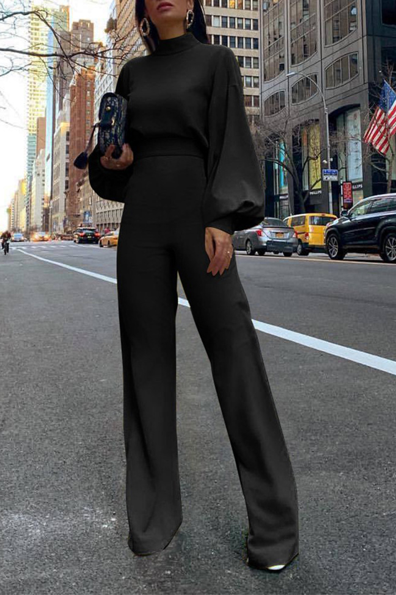 Half a Turtleneck Straight Jumpsuits(3 Colors)