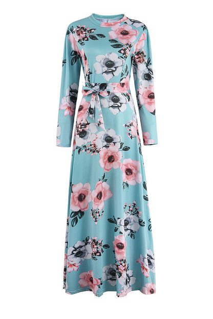Print Half a Turtleneck Cake Skirt Dresses(3 Colors)
