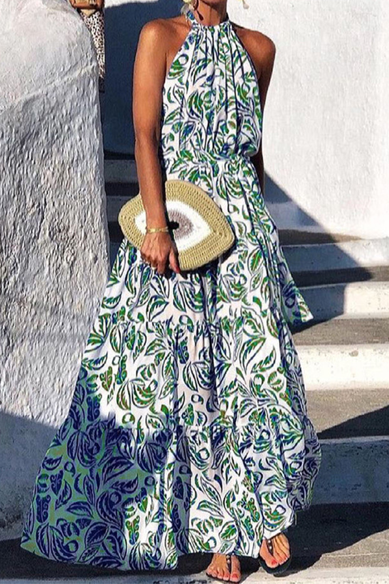 Print Halter Cake Skirt Dresses