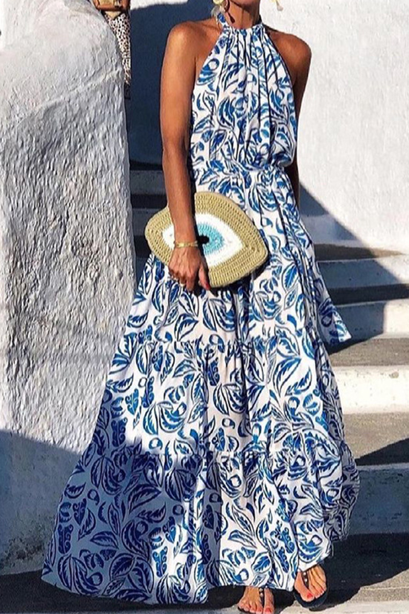 Print Halter Cake Skirt Dresses