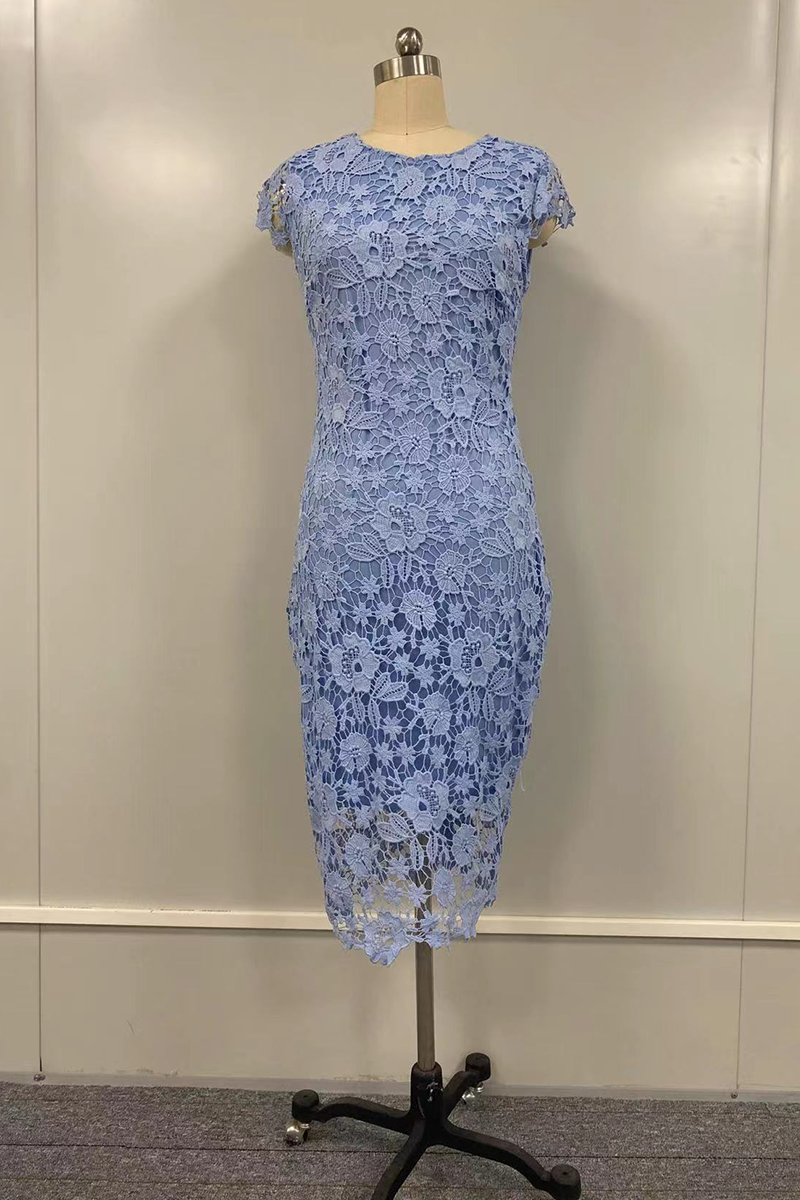 Lace O Neck Pencil Skirt Dresses