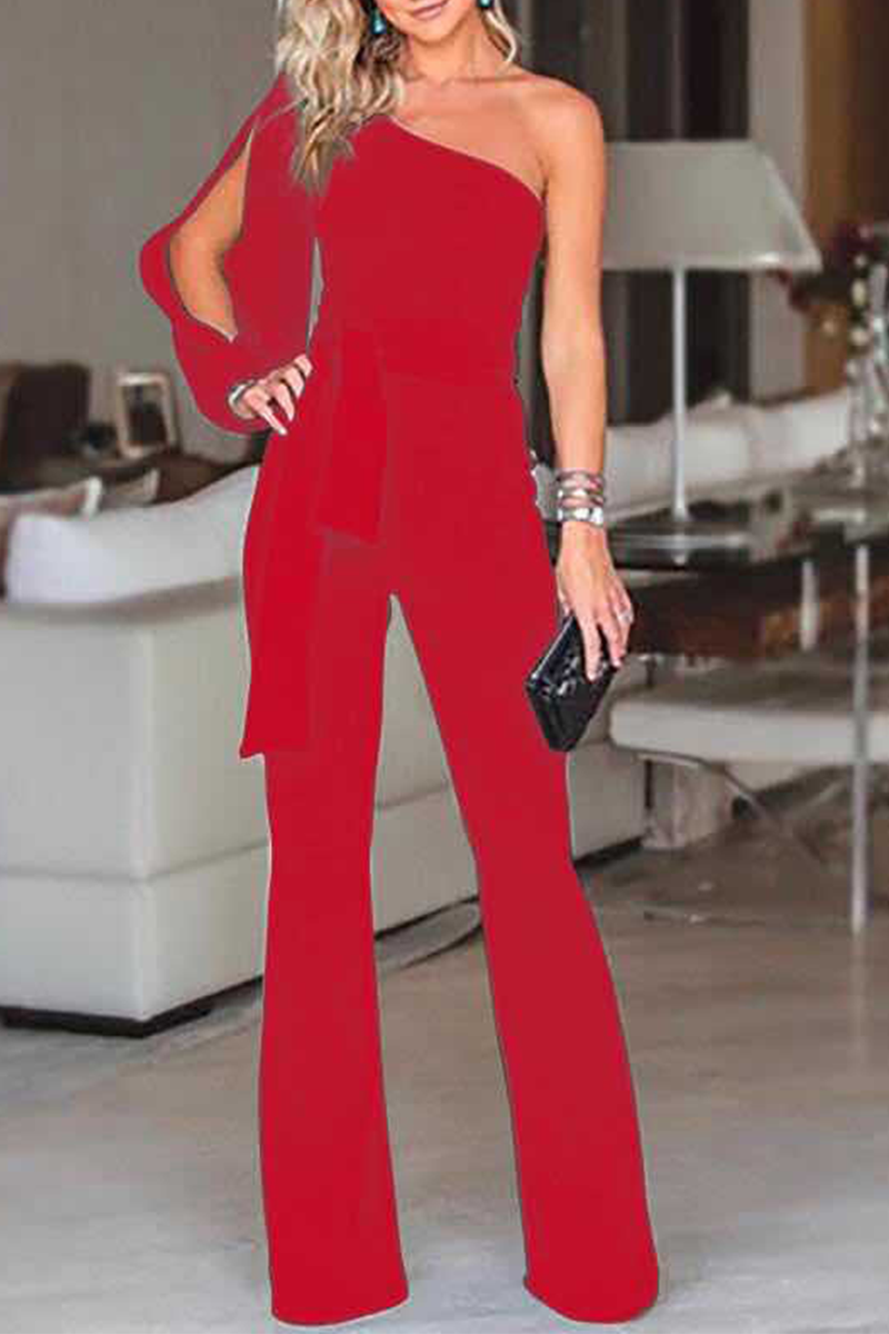 One Shoulder Regular Jumpsuits(7 Colors)