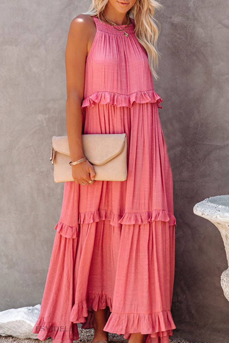 Street Flounce Spaghetti Strap Cake Skirt Dresses(3 Colors)