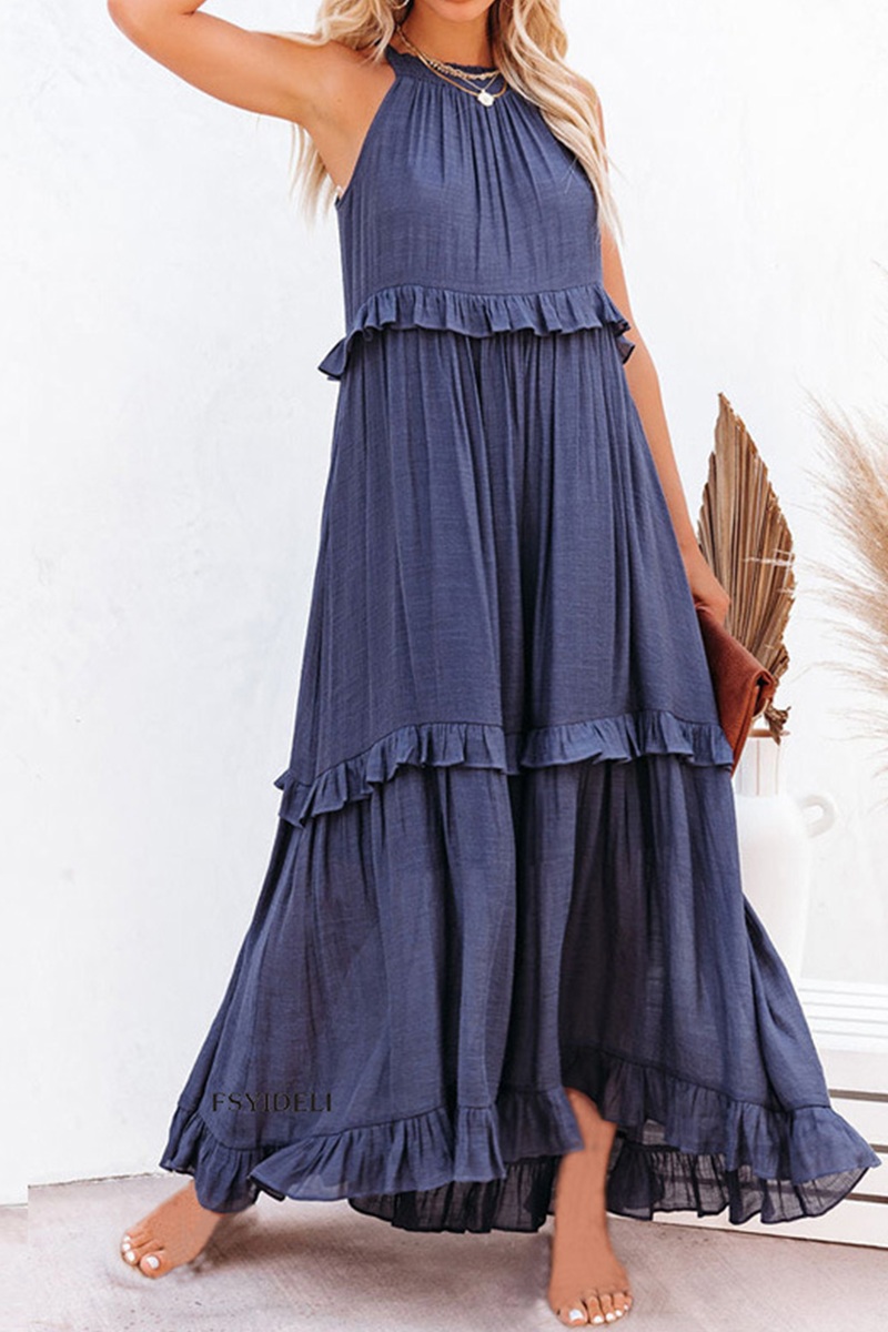 Street Flounce Spaghetti Strap Cake Skirt Dresses(3 Colors)