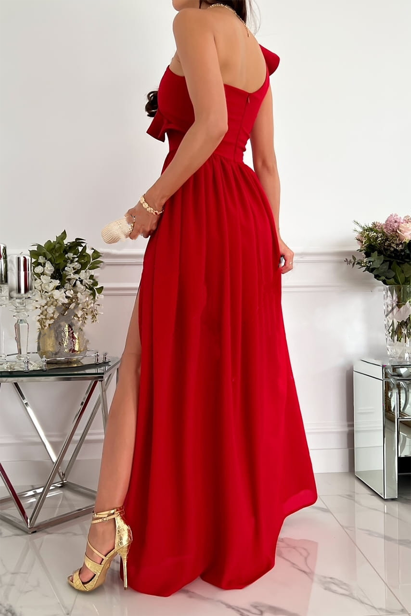 Flounce One Shoulder Cake Skirt Dresses(6 Colors)