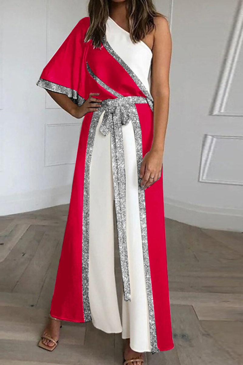 Split Joint One Shoulder Loose Jumpsuits(3 Colors)