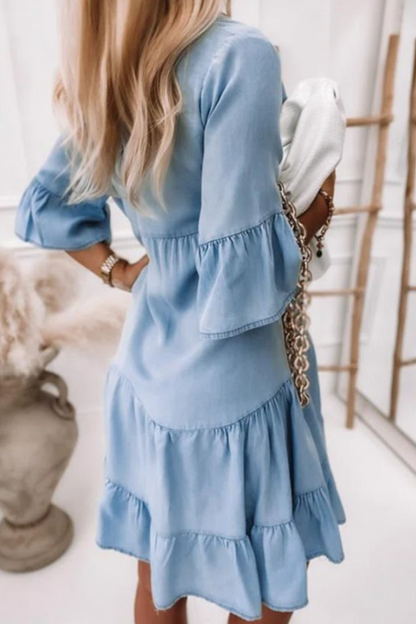 Flounce Mandarin Collar Cake Skirt Dresses