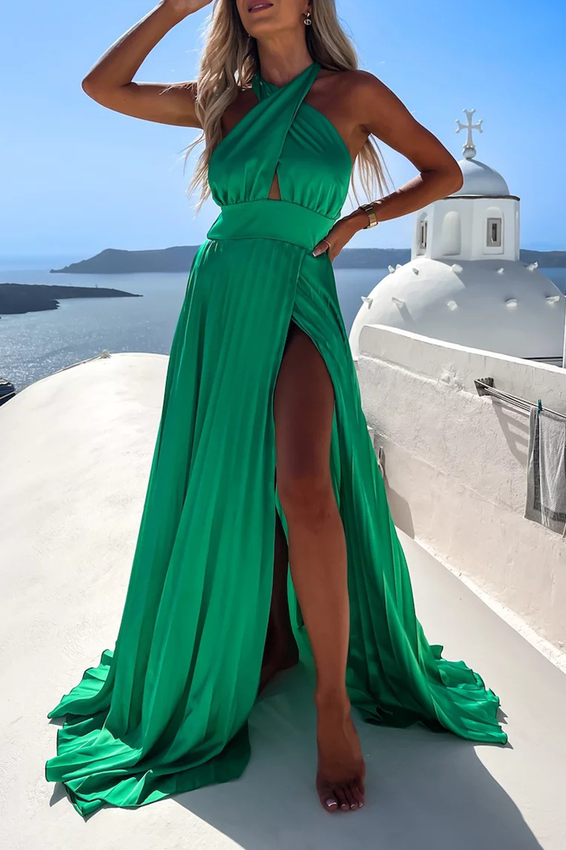 High Opening Halter Cake Skirt Dresses(4 Colors)