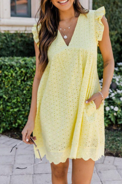 Lace V Neck Cake Skirt Dresses