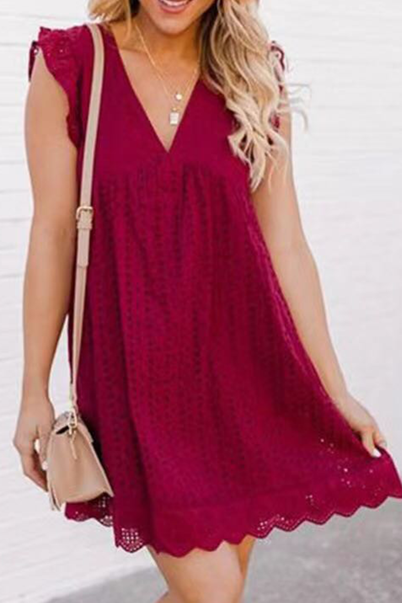 Lace V Neck Cake Skirt Dresses(12 Colors)