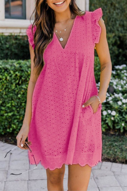 Lace V Neck Cake Skirt Dresses(12 Colors)