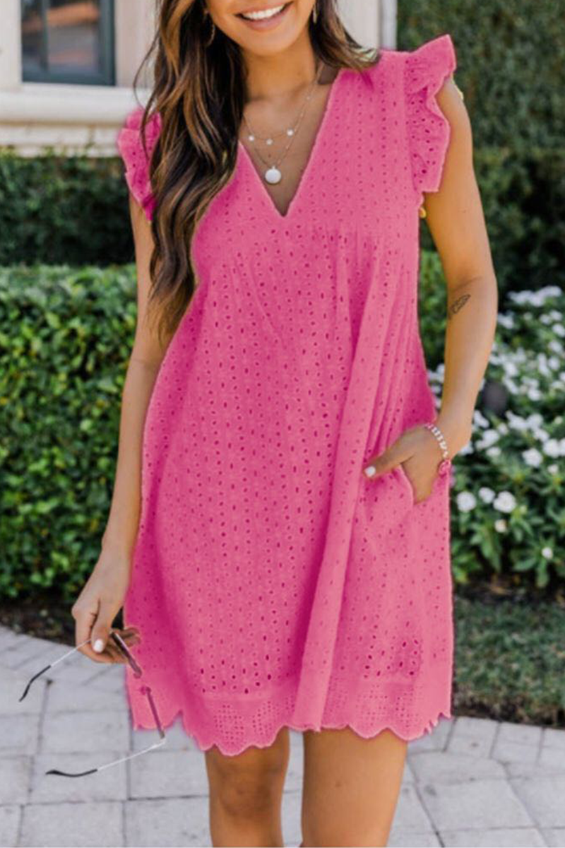 Lace V Neck Cake Skirt Dresses(12 Colors)