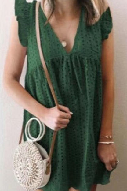 Lace V Neck Cake Skirt Dresses