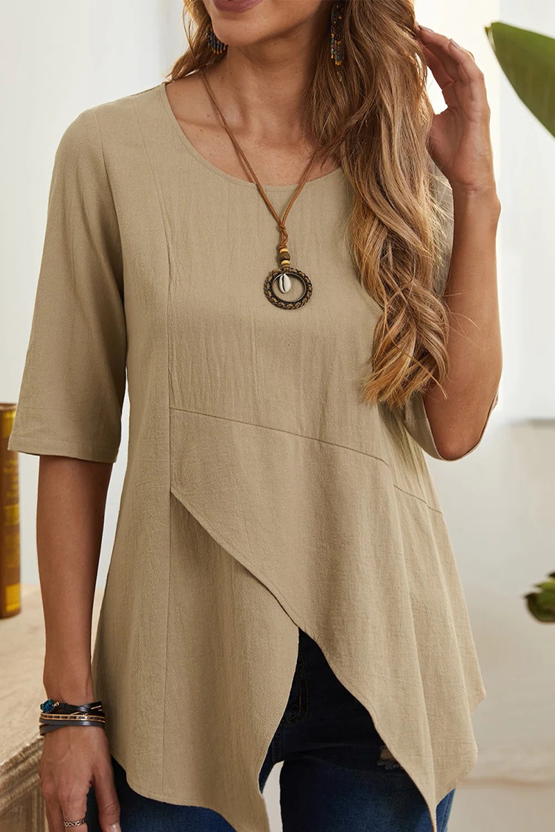 Slit O Neck T-shirts(6 Colors)