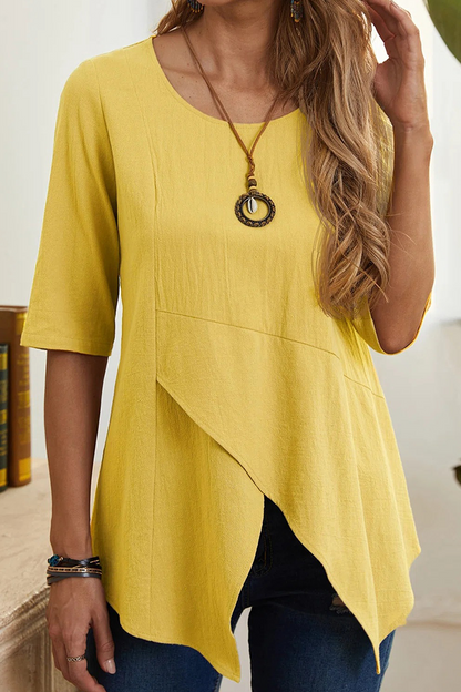 Slit O Neck T-shirts(6 Colors)