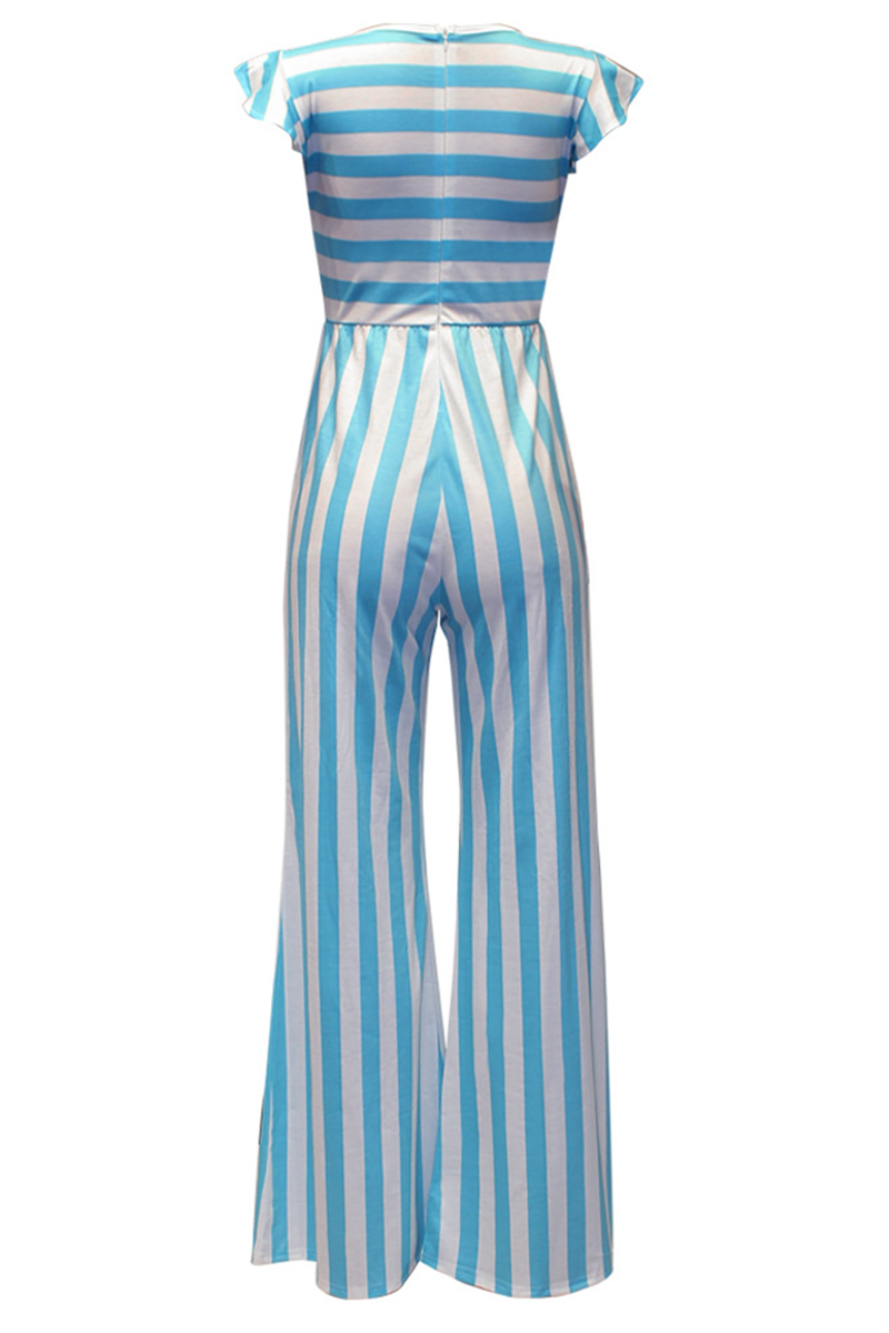 Striped Flounce Half a Turtleneck Straight Jumpsuits(3 Colors)