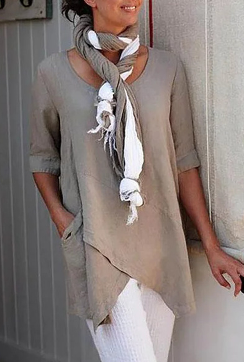Patchwork O Neck T-shirts(6 Colors)