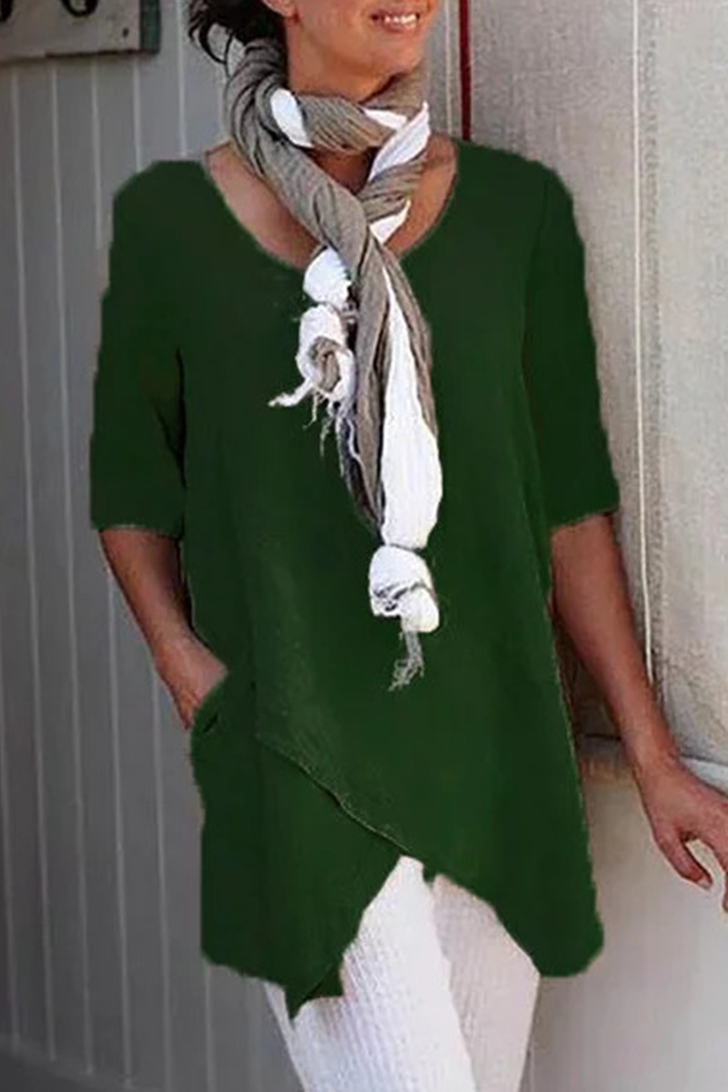 Patchwork O Neck T-shirts(6 Colors)