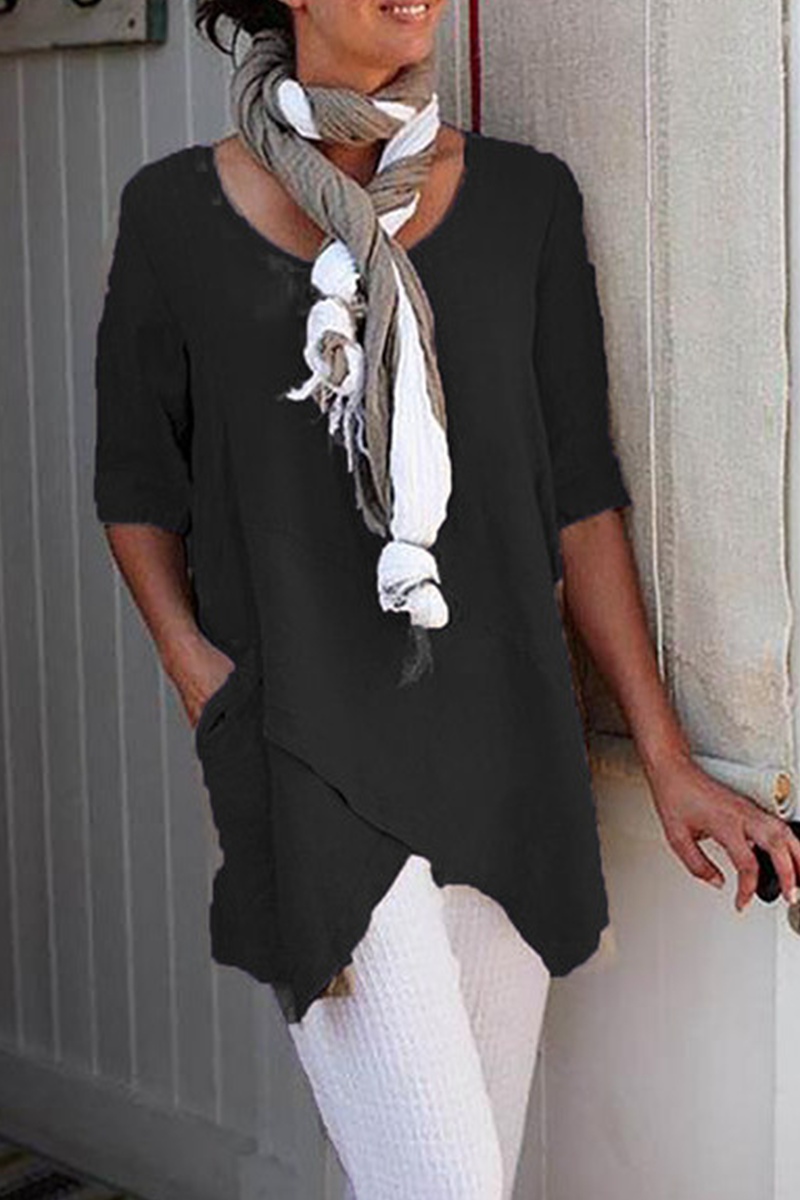 Patchwork O Neck T-shirts(6 Colors)
