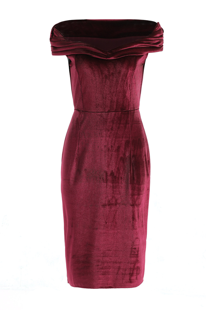 Patchwork Off the Shoulder Pencil Skirt Dresses(4 Colors)