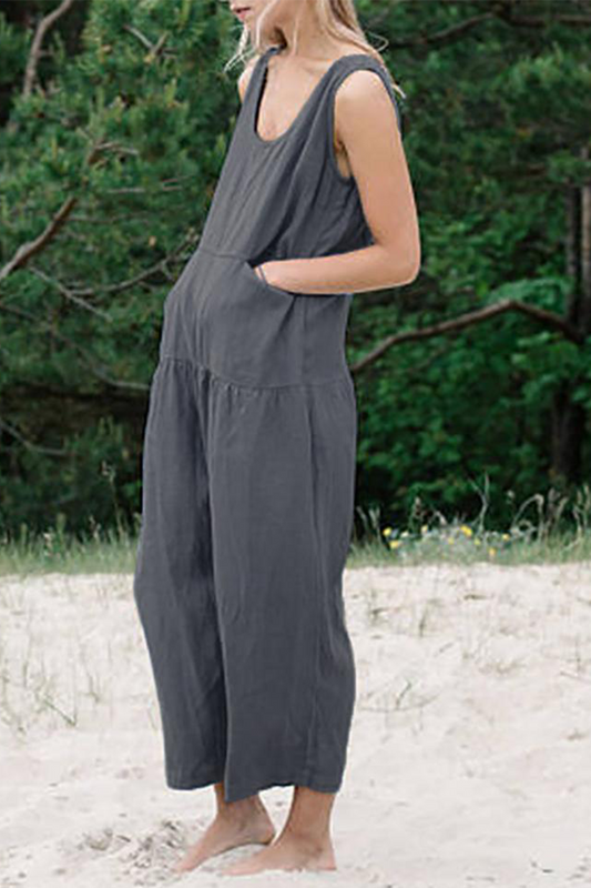 Patchwork U Neck Harlan Jumpsuits