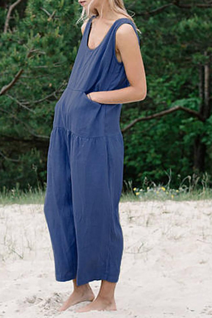 Patchwork U Neck Harlan Jumpsuits