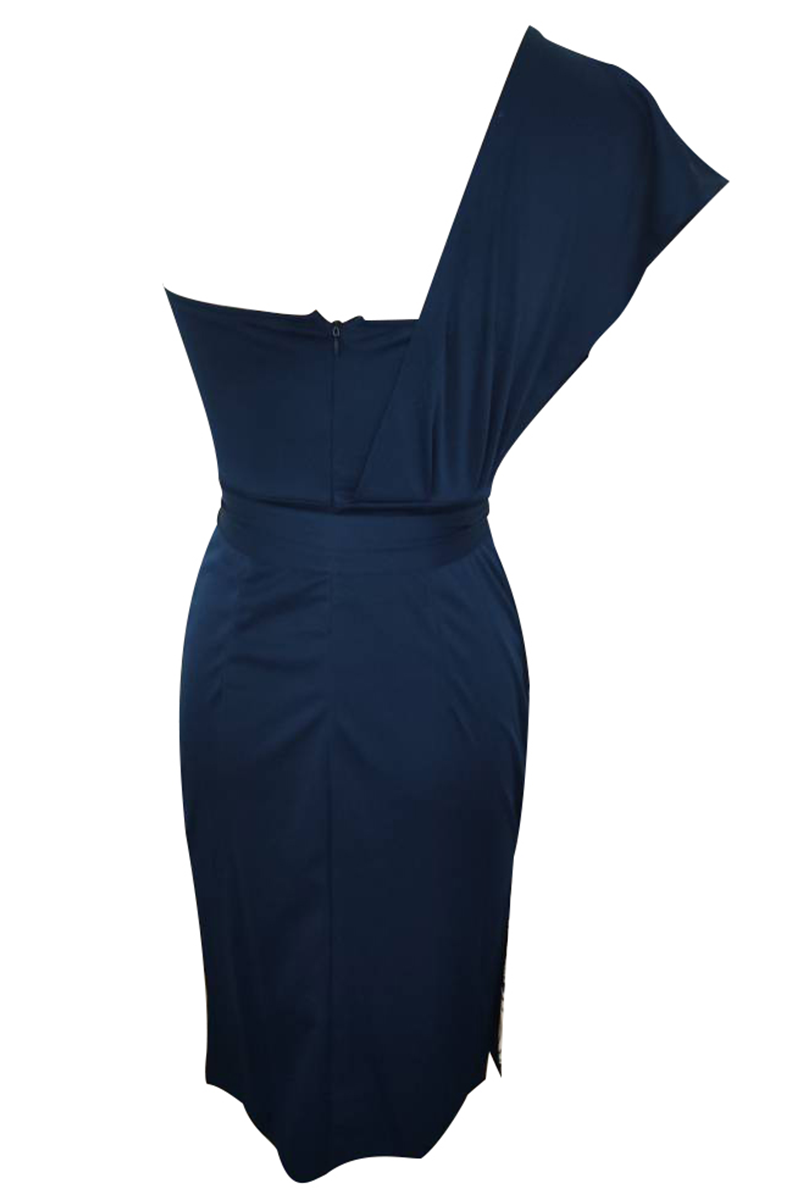 Print Patchwork One Shoulder Pencil Skirt Dresses(4 Colors)
