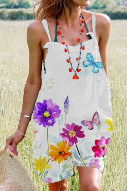 Print Patchwork Spaghetti Strap Straight Jumpsuits(4 Colors)