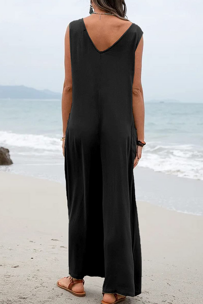 Patchwork U Neck Straight Jumpsuits(5 Colors)