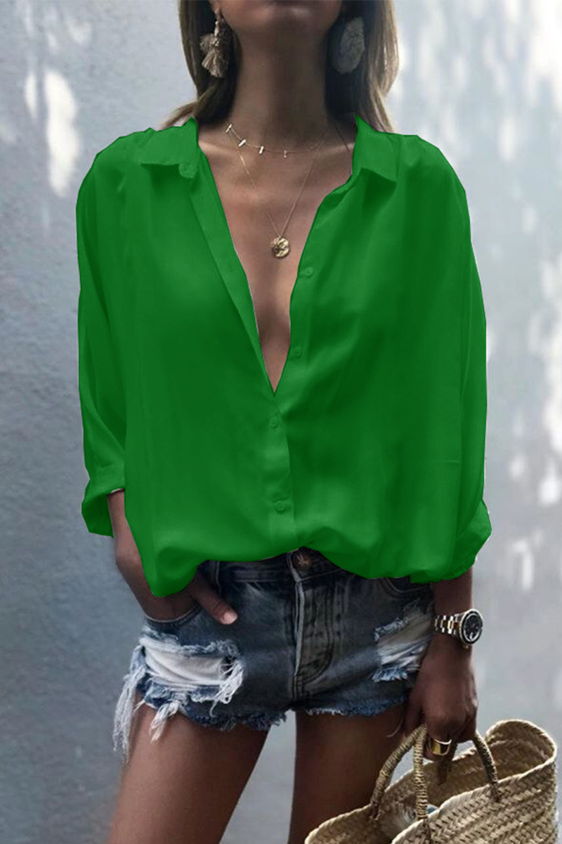 Patchwork Turndown Collar Blouses(8 Colors)