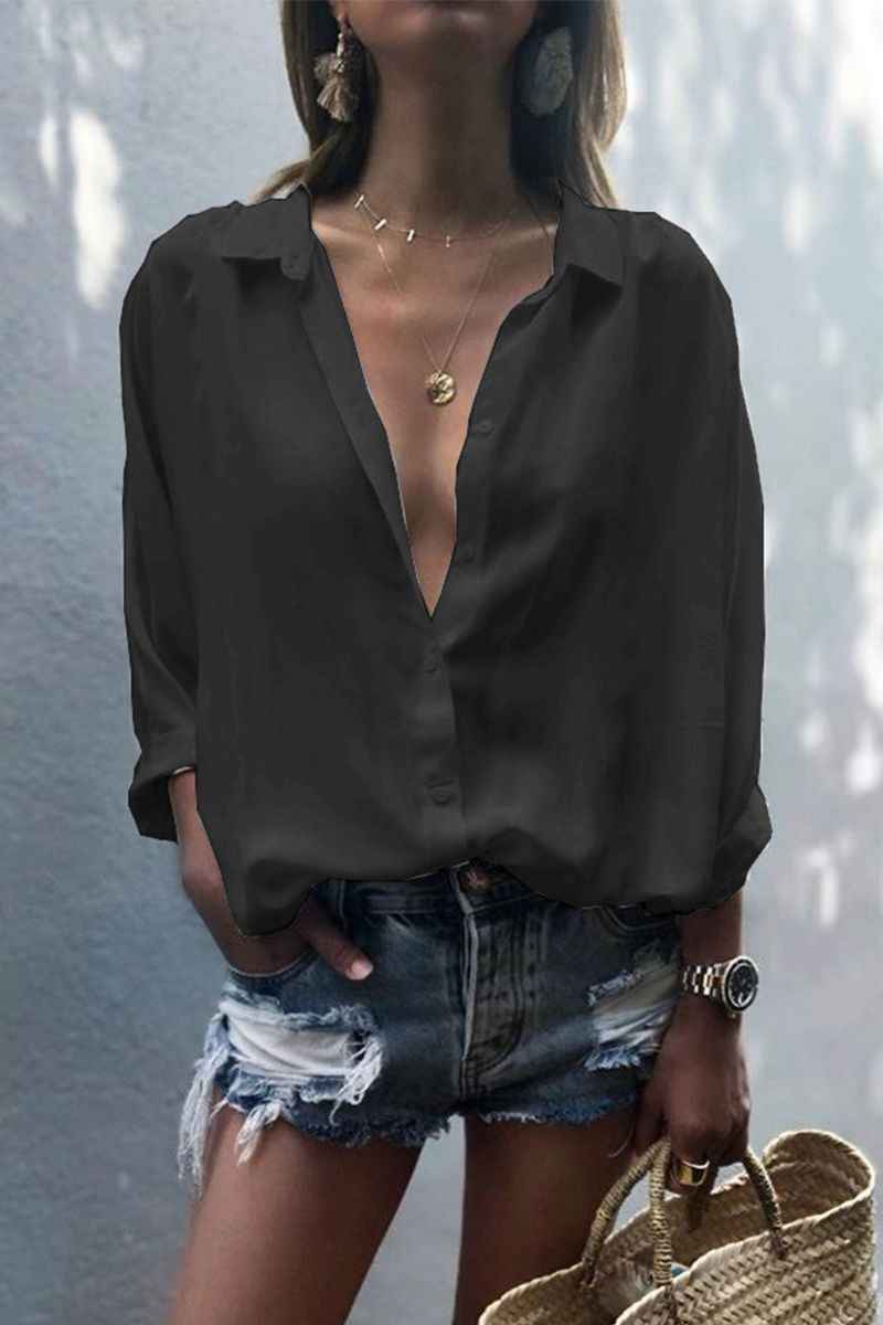 Patchwork Turndown Collar Blouses(8 Colors)