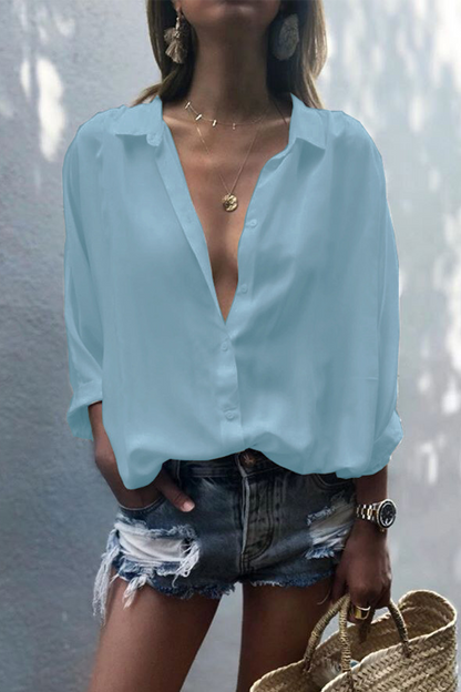Patchwork Turndown Collar Blouses(8 Colors)