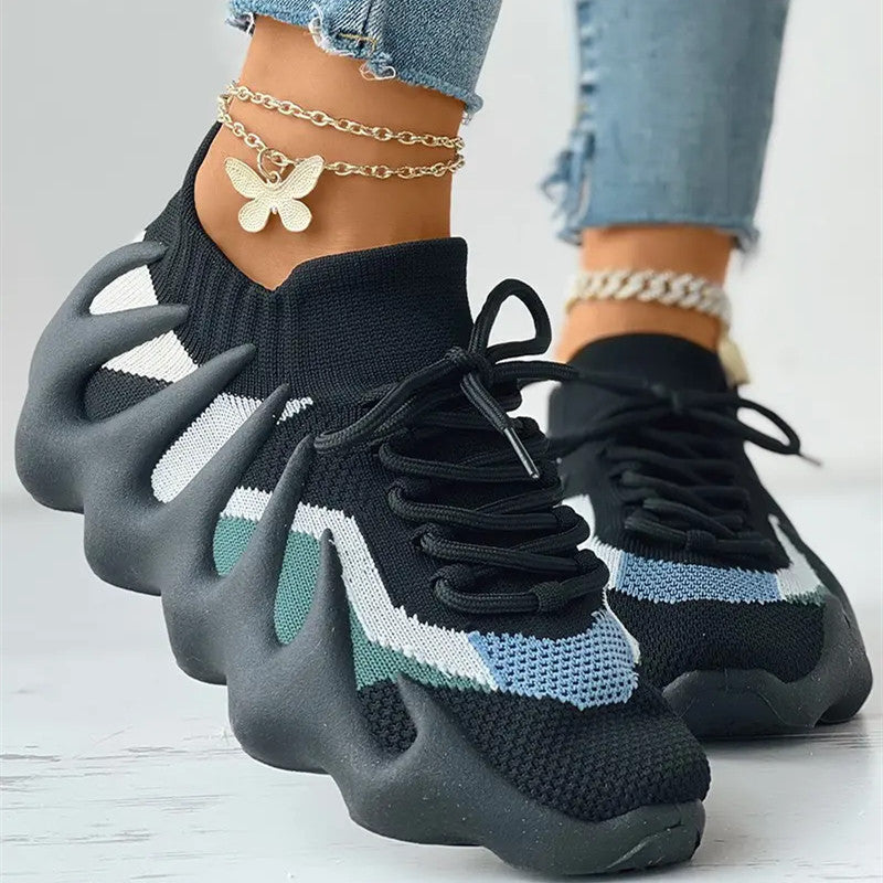 Sportswear Bandage Patchwork Round Sport Running Shoes