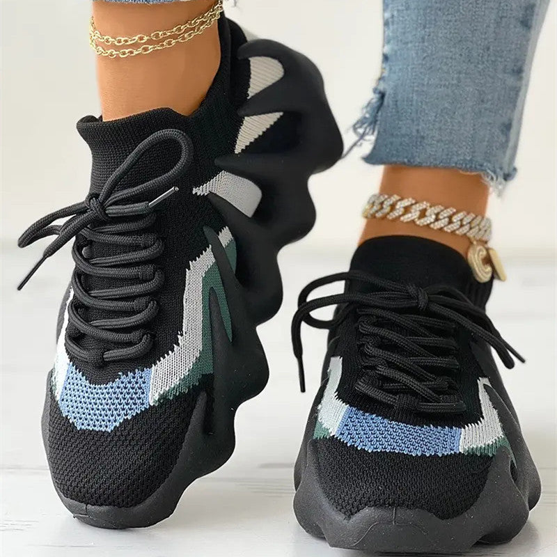 Sportswear Bandage Patchwork Round Sport Running Shoes
