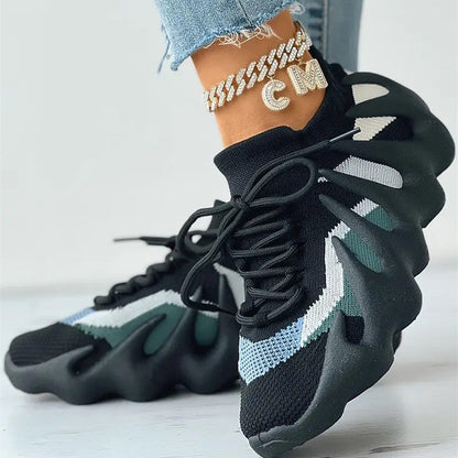 Sportswear Bandage Patchwork Round Sport Running Shoes