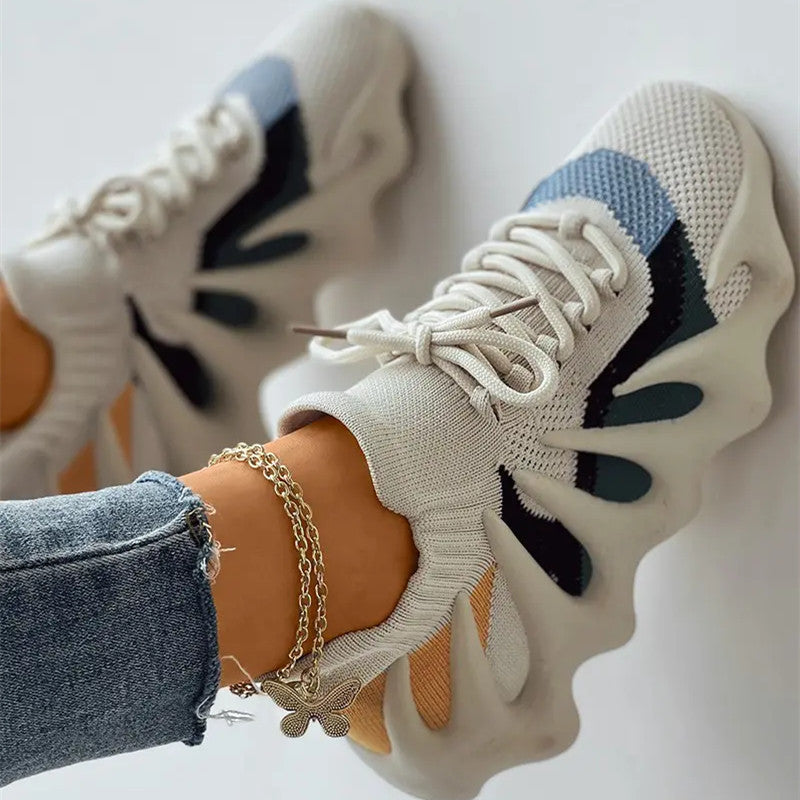 Sportswear Bandage Patchwork Round Sport Running Shoes