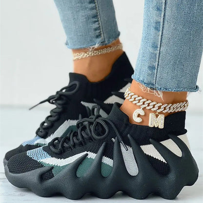 Sportswear Bandage Patchwork Round Sport Running Shoes