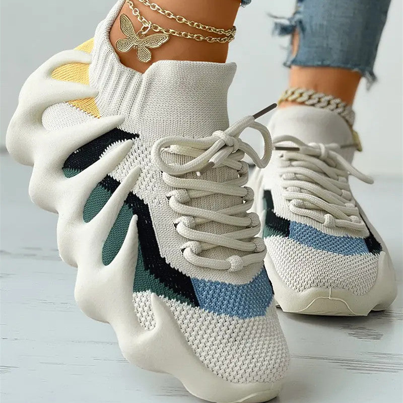 Sportswear Bandage Patchwork Round Sport Running Shoes