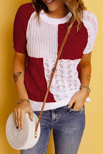 Patchwork O Neck Sweaters(8 Colors)